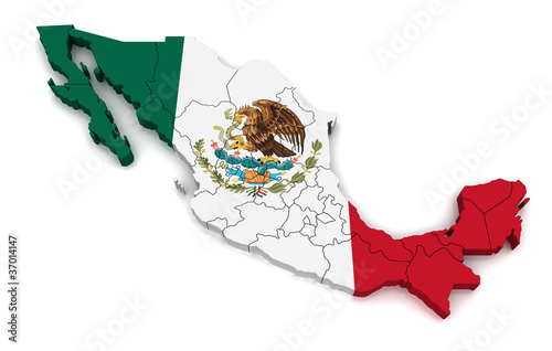Illustration: 3D Map of Mexico 3D Map of Mexico