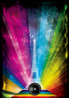 vector card with eiffel tower and neon lights vector card with eiffel tower and neon lights