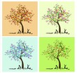 Vektor: Jahreszeiten Baum für Frühling Sommer Herbst und Winter Jahreszeiten Baum für Frühling Sommer Herbst und Winter