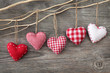 Red hearts on wooden background Red hearts on wooden background
