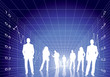 Business people with digital stock diagram background