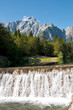 Italia - Udine - Lago di Fusine e monte Mangart with waterfall Italia - Udine - Lago di Fusine e monte Mangart with waterfall