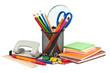 Stationery on white background.
