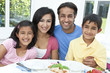 Asian Indian Parents Children Family Eating Healthy Food