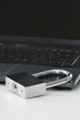 Padlock on laptop computer