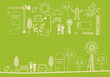 vector - line composition about city and people