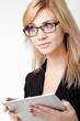Businesswoman with electronic pad