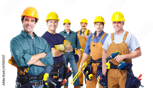 Photo: Group of professional industrial workers. Group of professional industrial workers.