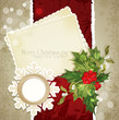 vector vintage retro christmas background with sprig of European vector vintage retro christmas background with sprig of European