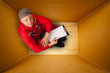 Courier inside empty box
