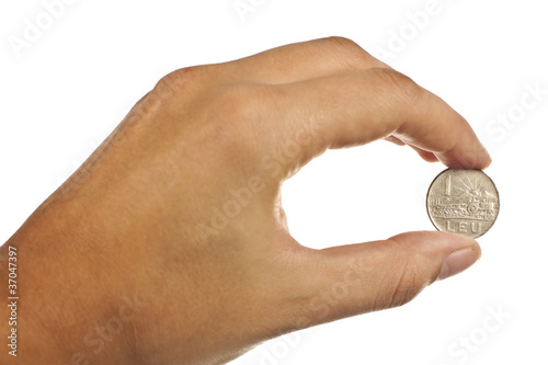 Photo: Hand and coin Hand and coin