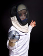 Child epee fencing lunge.