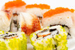 A diverse selection of delicious Japanese sushi rolls
