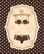 Vintage underlinen on ornament background.