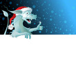 Blue dragon wearing a Santa hat