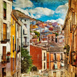 colorful Spain - streets of Cuenca town - artistic picture