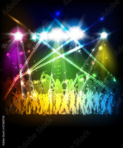 Vector: Abstract party sound background with dancing people Abstract party sound background with dancing people