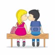 Beso de dos adolescentes
