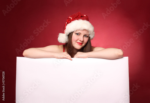Photo: Weihnachtsfrau mit Texttafel Weihnachtsfrau mit Texttafel