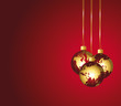 Red and gold globes ornaments. Christmas wallpaper.
