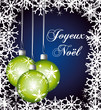 Joyeux noël ! Carte cadre flocons bleue nuit et anis.