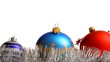 Christmas balls over white background