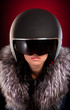 Biker girl in a helmet
