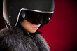 Biker girl in a helmet
