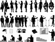Business concept - people and icons Business concept - people and icons
