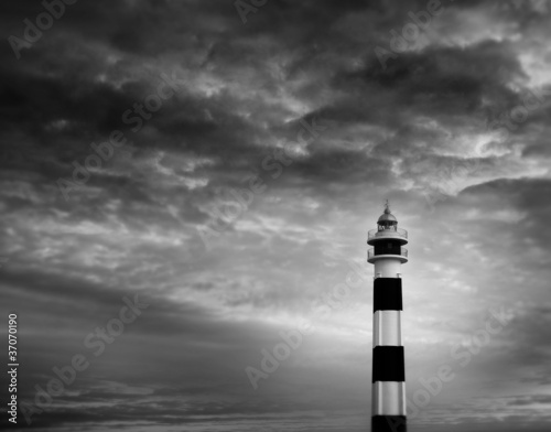 Photo: black and white lighthouse black and white lighthouse