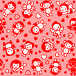 Cupids set, red icons, wrapping paper