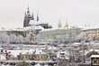 Romantic Snowy Prague gothic Castle, Czech Republic