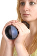 Girl holding a lens.