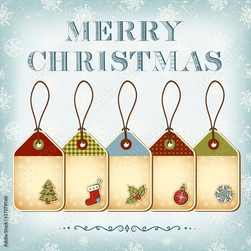Vector: Christmas tags and vintage lettering Merry Christmas Christmas tags and vintage lettering Merry Christmas