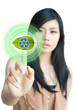 Portrait of Asian girl press recycle button.