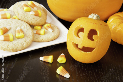 Photo: Jack-o-lantern with Halloween Cookies Jack-o-lantern with Halloween Cookies