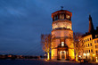 Schlossturm tower in Old City (Altstadt) Dusseldorf at night Schlossturm tower in Old City (Altstadt) Dusseldorf at night