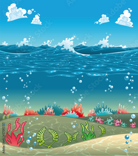 Vector: Under the sea. Funny cartoon and vector illustration. Under the sea. Funny cartoon and vector illustration.