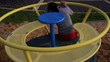 A girl spin on a carousel