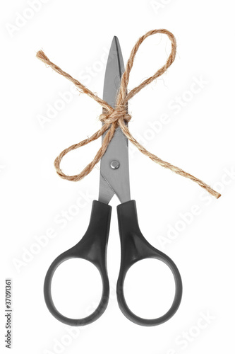 Photo: Scissors with blades tied with twine Scissors with blades tied with twine