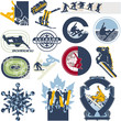 Vector: Snowboard vector labels Snowboard vector labels