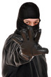 Krimineller mit ausgestreckter Hand