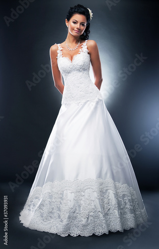 Photo: Bride in white wedding dress Bride in white wedding dress