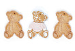 Three cookies christmas homemade, on white background Three cookies christmas homemade, on white background