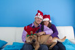happy couple celebrating christmas