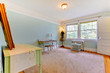 Blue large room as home office for fashion designer.