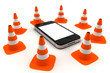 Phone with traffic cones