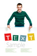student  with sample text