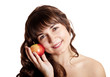 Brunette girl with apple