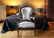 Vintage armchair on old hotel room , vintage apartment Vintage armchair on old hotel room , vintage apartment